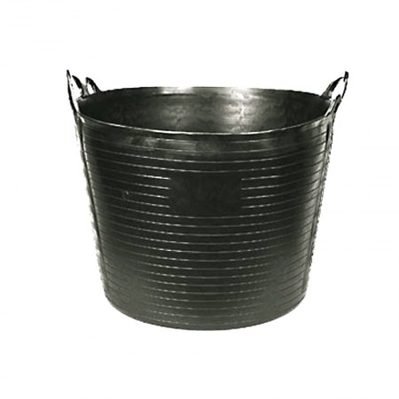 Capazo de pl&aacute;stico goma de color negro y asa ergon&oacute;mica